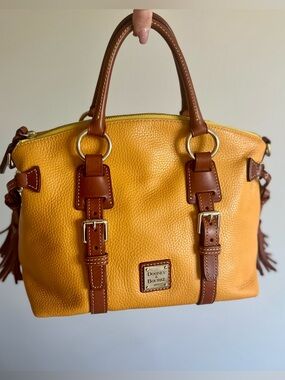 Dooney & Bourke Yellow Pebble Leather Bristol Satchel Sunflower